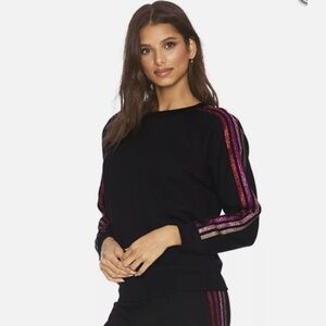 Beach Riot Black Sweatshirt with Pink Accents Size Medium